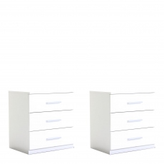 Pair Of 3 Drawer Bedside Tables High Polish White AN925 Carcase Alpine White - Amalfi