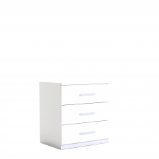 3 Drawer Bedside Table In AN925 Alpine White Carcase/White High Polish Front - Amalfi