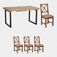 Delta - 140cm Extending Dining Table & 4 Upholstered Chairs