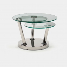 Monet - Swivel Coffee Table In Clear Glass & Polished Stainless Steel Frame