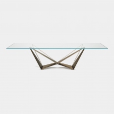 Dining Table With Clear Glass Top & Brushed Bronze Base - Cattelan Italia Skorpio Glass