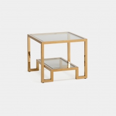 Frame - Lamp Table In Clear Glass & Champagne Finish