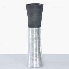 Black & Silver Medium - Stark Fluted Vase
