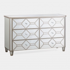 6 Drawer Wide Chest In Mirrored Facia - Ruby