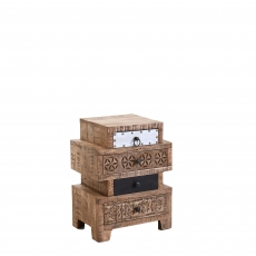 4 Drawer Step Side Table - Agra
