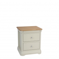 Oliver - Bedside Chest 2 Drawers Morning Dew/Lacquer Top