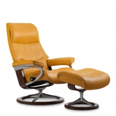 Stressless View - Chair & Stool With Signiture Base In Leather