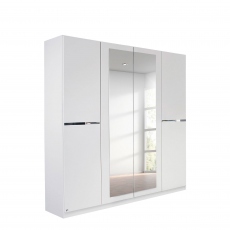 181cm 4 Door Hinged Robe With 2 Mirrors (210cmH) In AN806 Alpine White - Alpen