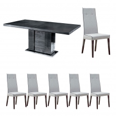 196cm Extending Dining Table With 6 Chairs In Fabric - Antibes