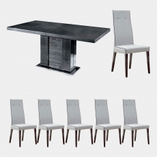 160cm Extending Dining Table With 6 Chairs In Fabric - Antibes