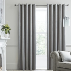 Pair of Blackout Eyelet Curtains - Laurence Llewelyn-Bowen Montrose Silver