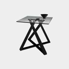 Leo - Lamp Table In Glass & Black Metal Frame