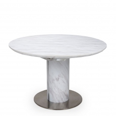Arbor - 120cm Round Extending Dining Table White Marble Effect Top