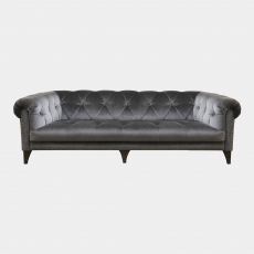 Roosevelt - 3 Seat Shallow Sofa In Fabric Grade A Oracle Choclate With Antique Studs & Dark Feet