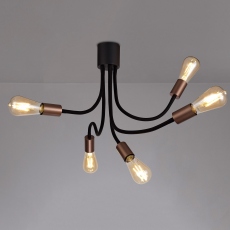 Reflex - Black & Copper 5 Light Ceiling Light