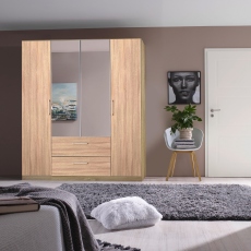 4 Door/2 Drawer Hinged Robe 2 Mirror Door in AD701 Sonoma Oak Front & Carcase - Cologne
