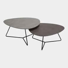 Stratus - Coffee Table Set Large Table In Alu Grey & Small Table In Bronze With Black Frame