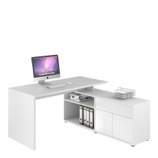 Newton - 4020-3956 Corner Desk - Ice White/High Gloss White