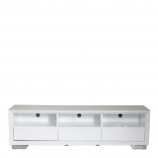 Athena - TV Stand White High Gloss With White Glass Top