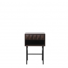 Side Table In Espresso Oak & Black Metal Legs - Lima