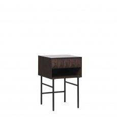 Side Table In Espresso Oak & Black Metal Legs - Lima