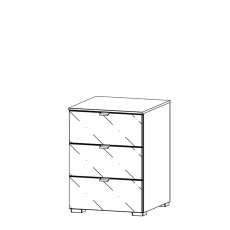 Akita  - 40cm 3 Drawer Bedside Table In A197B Silk Grey/Silk Grey Glass