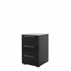 Nova  - 6G17 40cm 3 Drawer Bedside Table With Coloured Glass Front In A226B Graphite/Basalt Glass