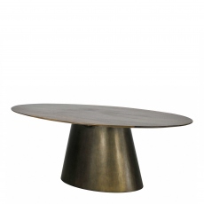 Lumpur - 220cm Oval Dining Table In Albany Walnut With Brass Detail