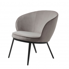 Lounge Chair In Grey Velvet - Brampton