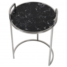 Nest of 2 Tables With Marble Effect Top & Chrome Frame - Hepburn