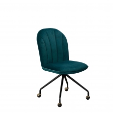 Office Chair In Teal Velvet With Metal Legs - Adamson
