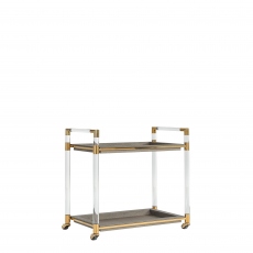 Paradis - Trolley Table In Shagreen PU Leather With Gold Metal Detail
