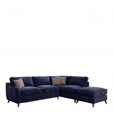 Corner Group With RHF Chaise & Footstool - Azure