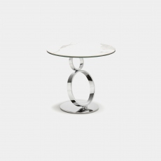 Swivel Lamp Table In White Marbled Ceramic - Poli