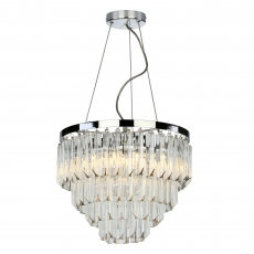 Clear Polished Nickel 5 Light Pendant - Carra