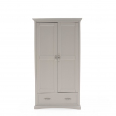 2 Door Wardrobe In Soft Grey Painted Finish - Frida