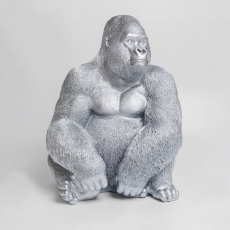 Gorilla - Extra Large Deco SIlver Sculpture