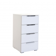 Strada - 40cm 4 Drawers Chest In White/White Glass A011G