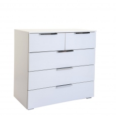 Strada - 80cm 5 Drawers Chest In White/White Glass A011G