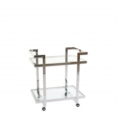 Trento - Trolley Table In Clear Glass & Polished Stainless Steel Frame