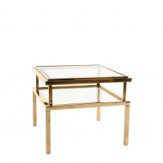Side Table In Clear Glass & Gold Polished Stainless Steel Frame - Auric