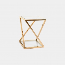 Auric - End Table In Clear Glass & Gold Polished Stainless Steel Frame
