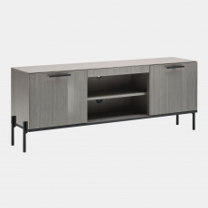 TV Unit With 2 Doors In Silverwood High Gloss Finish - Savona