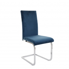 Salvo - Velvet Cantilever Dining Chair In Blue