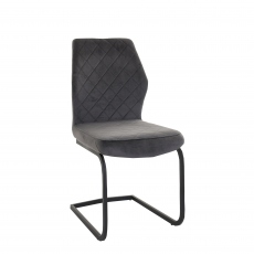 Velvet Cantilever Dining Chair In Dark Grey - Parma