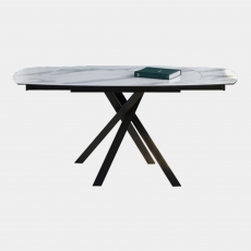 130cm Extending Dining Table With Black Steel Base - Lyon