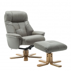 Swivel Chair And Stool In Leather Effect - Quebec