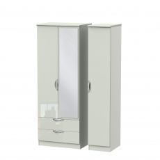Stanford - Tall Triple 2 Drawer Mirror Robe Kaschmir High Gloss Fronts And Base