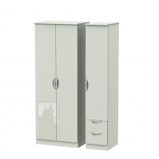 Tall Triple Plain + Drawer Robe Kaschmir High Gloss Fronts And Base - Stanford