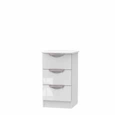 Stanford - 3 Drawer Bedside Chest White High Gloss Fronts And Base
